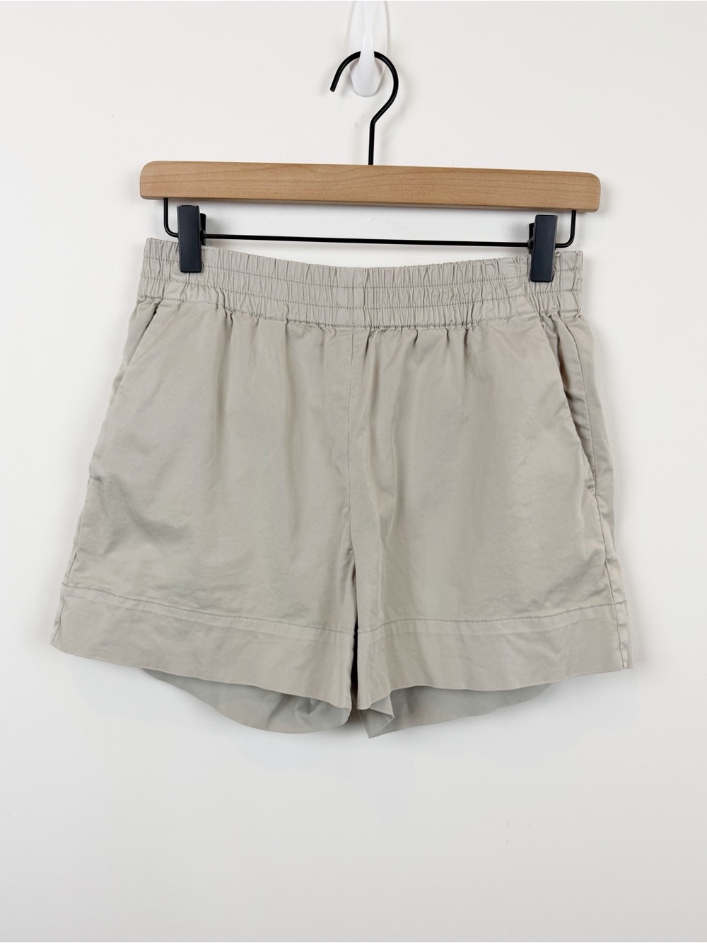 Everlane Easy Chino Cotton Stone Elastic Waist Pull On Shorts